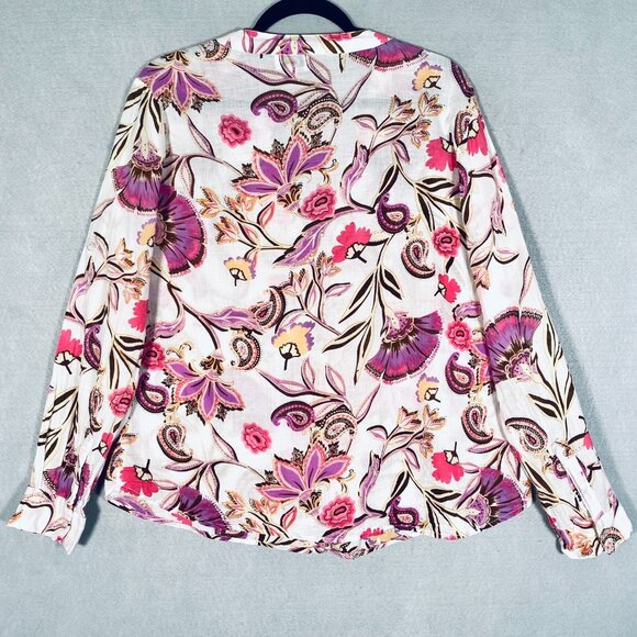 CC Chic Connection Top Womens XL Pink Cotton Floral Button Up Shirt - Picture 7 of 12